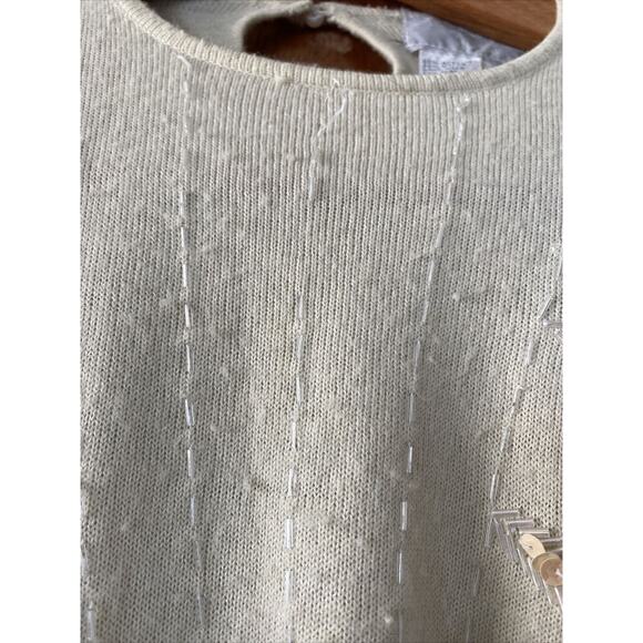 VTG Regency Collection for Joyce Large Ivory Gold Sequined Embellished Sweater - Picture 4 of 12